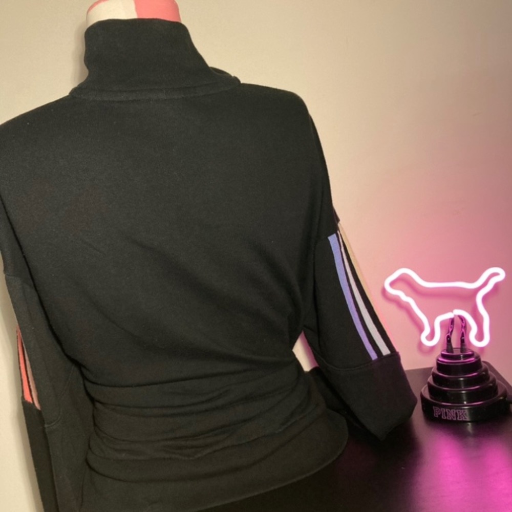 Victoria’s Secret Pink Quarter Zip Pullover Hoodie Rainbow Pride Logo Retro Y2K - Picture 9 of 15